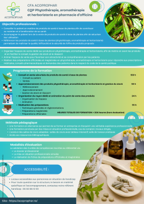CQP Phytothérapie Aromathérapie Herboristerie